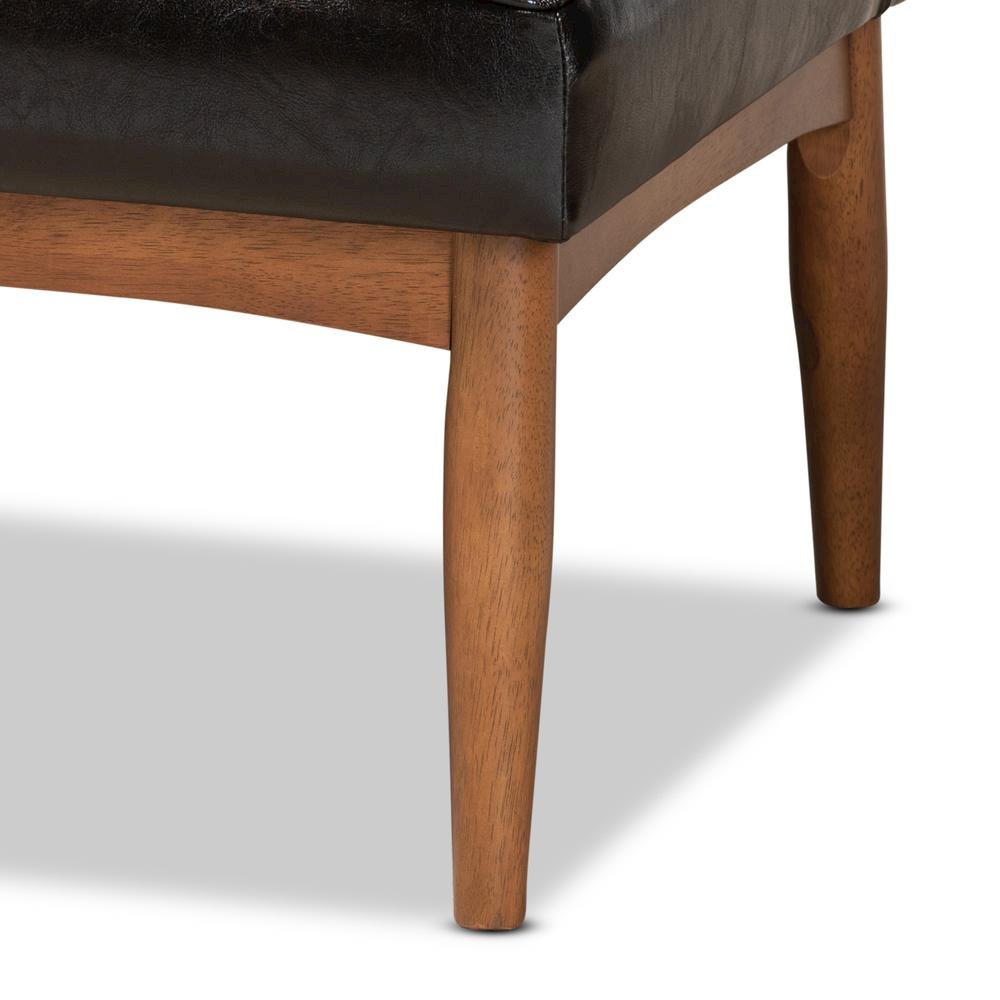 Leather Upholstered Walnut Brown Finished Wood 2-Piece Dining Nook Banquette Set. Picture 13
