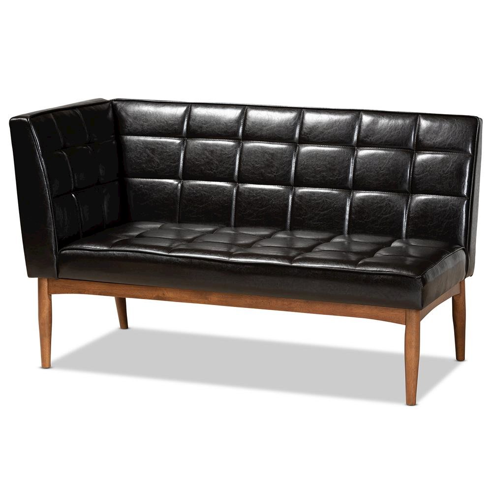 Leather Upholstered and Walnut Brown Finished Wood 3-Piece Dining Nook Set. Picture 13