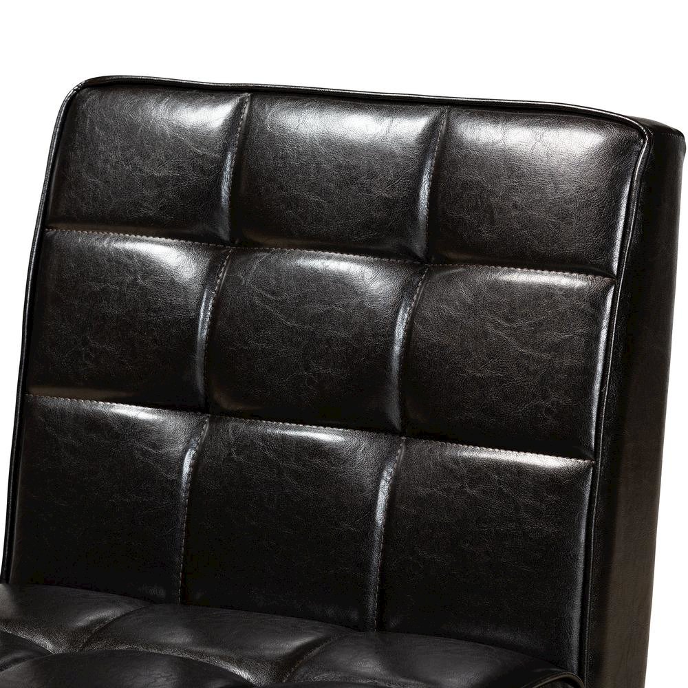 Leather Upholstered and Walnut Brown Finished Wood Dining Chair. Picture 14