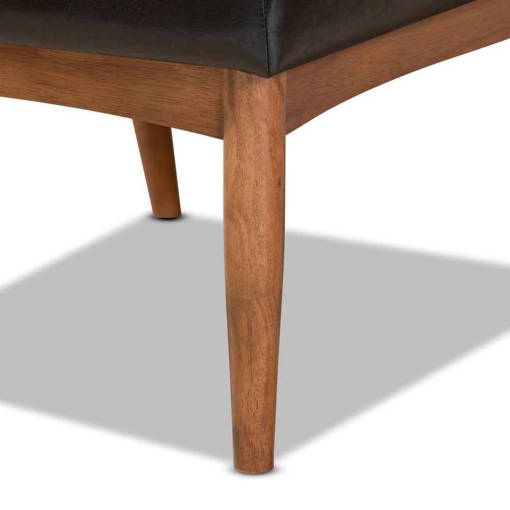 Leather Upholstered and Walnut Brown Finished Wood Dining Chair. Picture 15