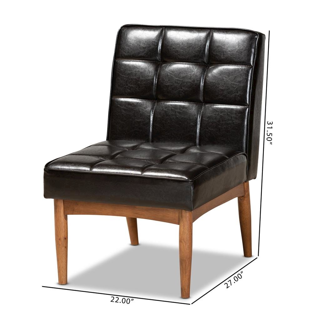 Leather Upholstered and Walnut Brown Finished Wood Dining Chair. Picture 18