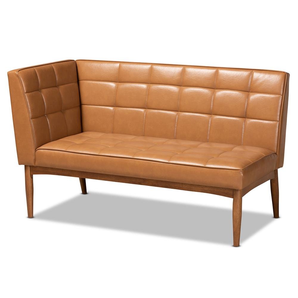 Leather Upholstered and Walnut Brown Finished Wood 5-Piece Dining Nook Set. Picture 15