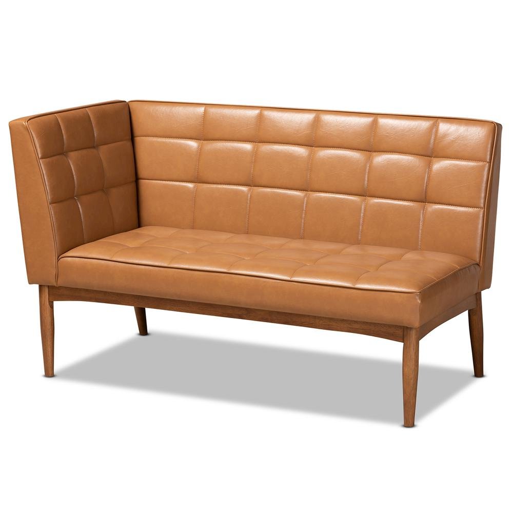 Upholstered and Walnut Brown Finished Wood 2-Piece Dining Nook Banquette Set. Picture 11