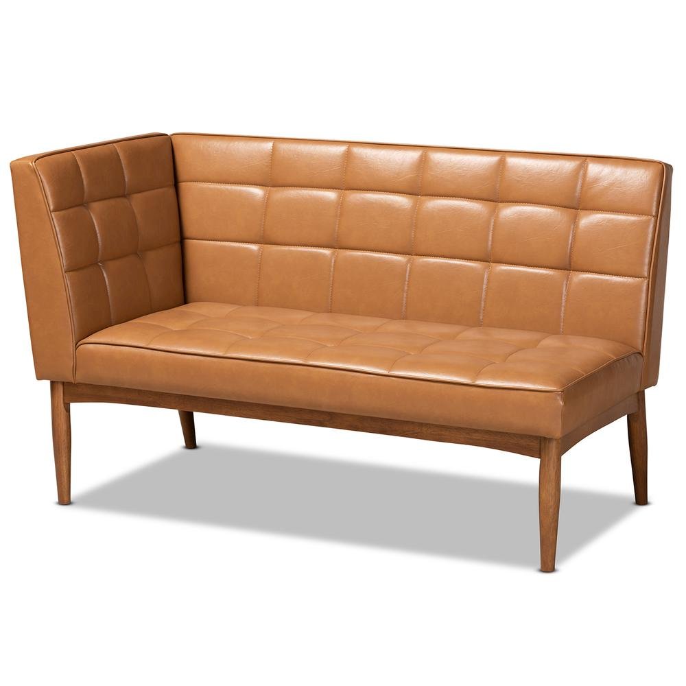 Leather Upholstered and Walnut Brown Finished Wood 3-Piece Dining Nook Set. Picture 13