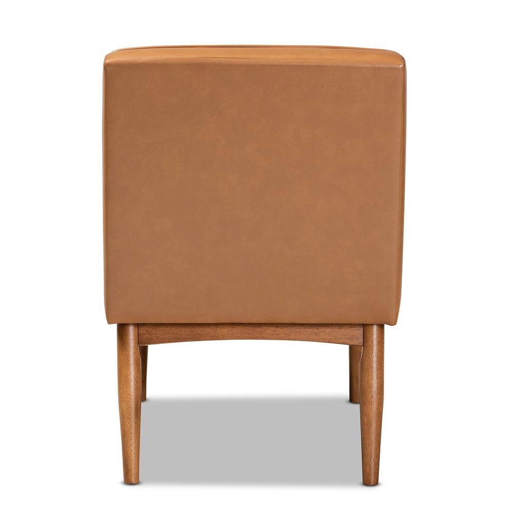 Leather Upholstered and Walnut Brown Finished Wood Dining Chair. Picture 13