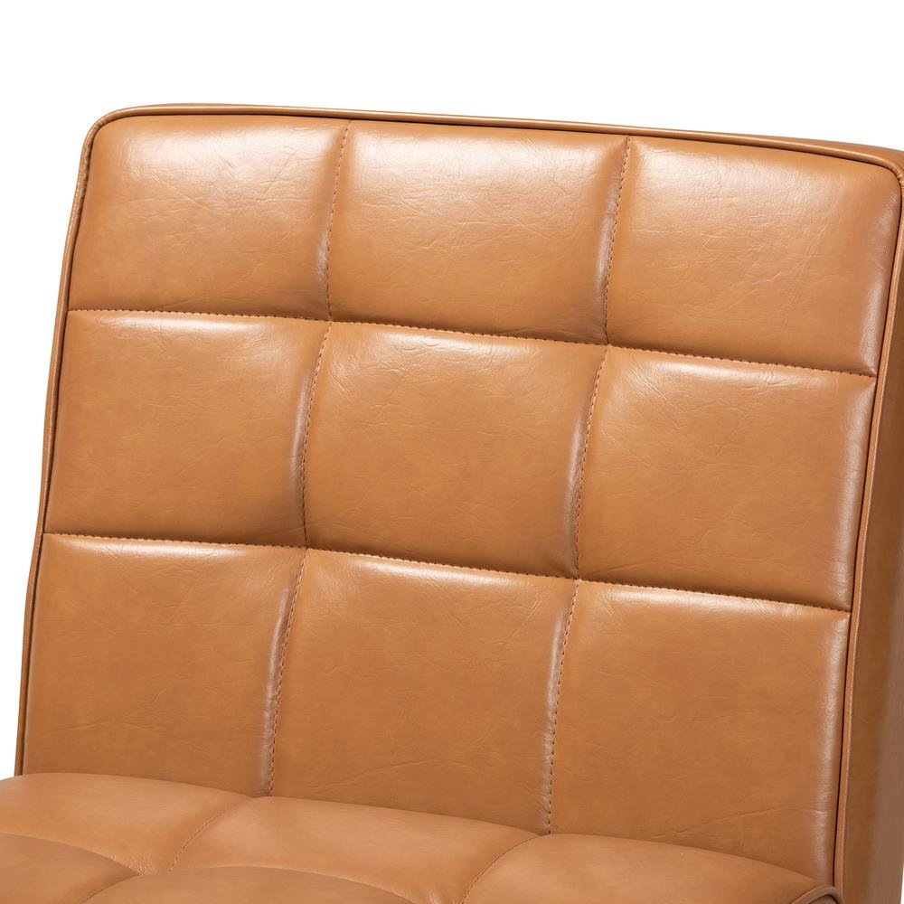 Leather Upholstered and Walnut Brown Finished Wood Dining Chair. Picture 14