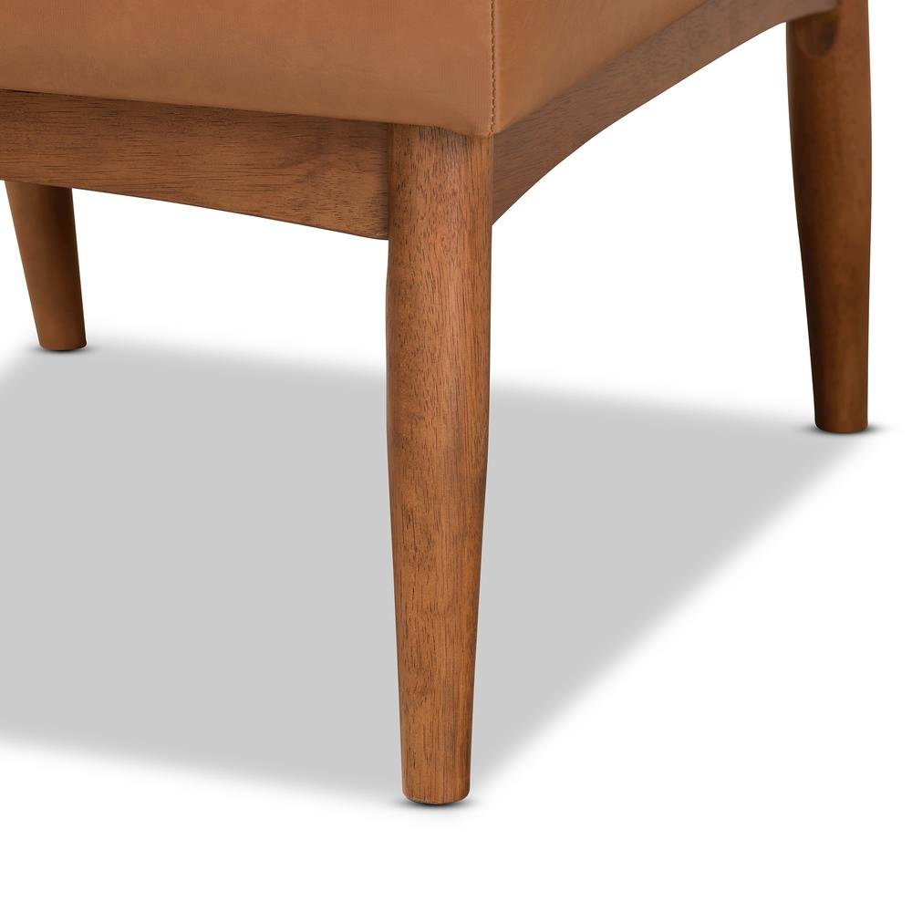 Leather Upholstered and Walnut Brown Finished Wood Dining Chair. Picture 15