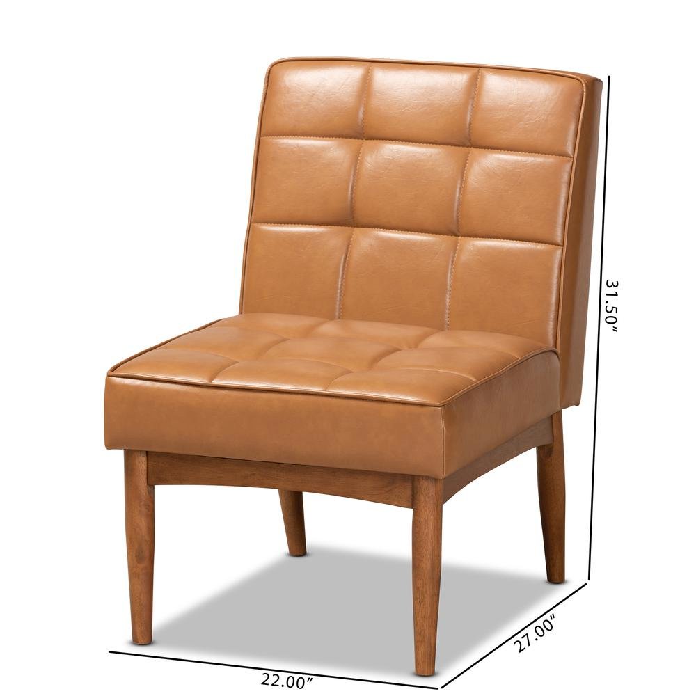 Leather Upholstered and Walnut Brown Finished Wood Dining Chair. Picture 18