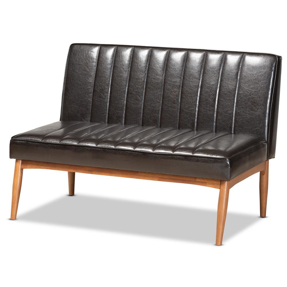 Leather Upholstered and Walnut Brown Finished Wood 4-Piece Dining Nook Set. Picture 13
