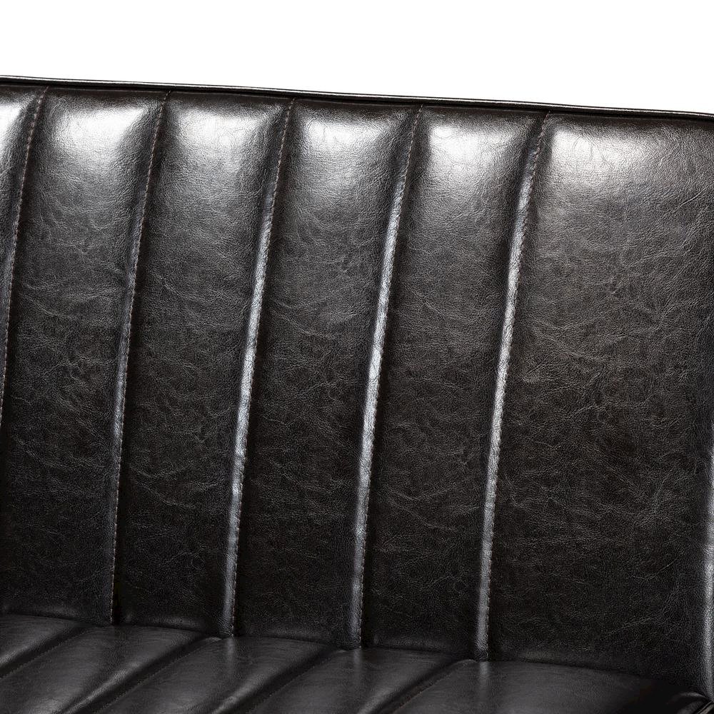 Leather Upholstered Walnut Brown Finished Wood 2-Piece Dining Nook Banquette Set. Picture 12