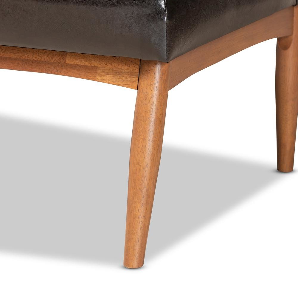 Leather Upholstered Walnut Brown Finished Wood 2-Piece Dining Nook Banquette Set. Picture 13
