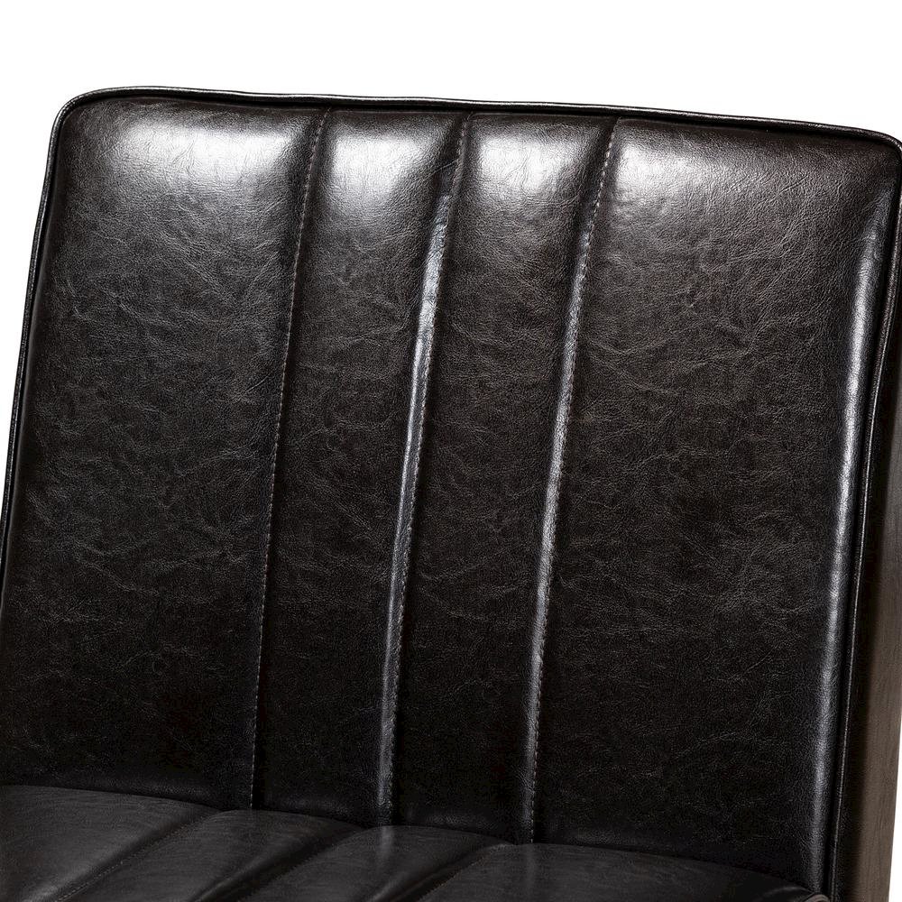 Leather Upholstered and Walnut Brown Finished Wood Dining Chair. Picture 14