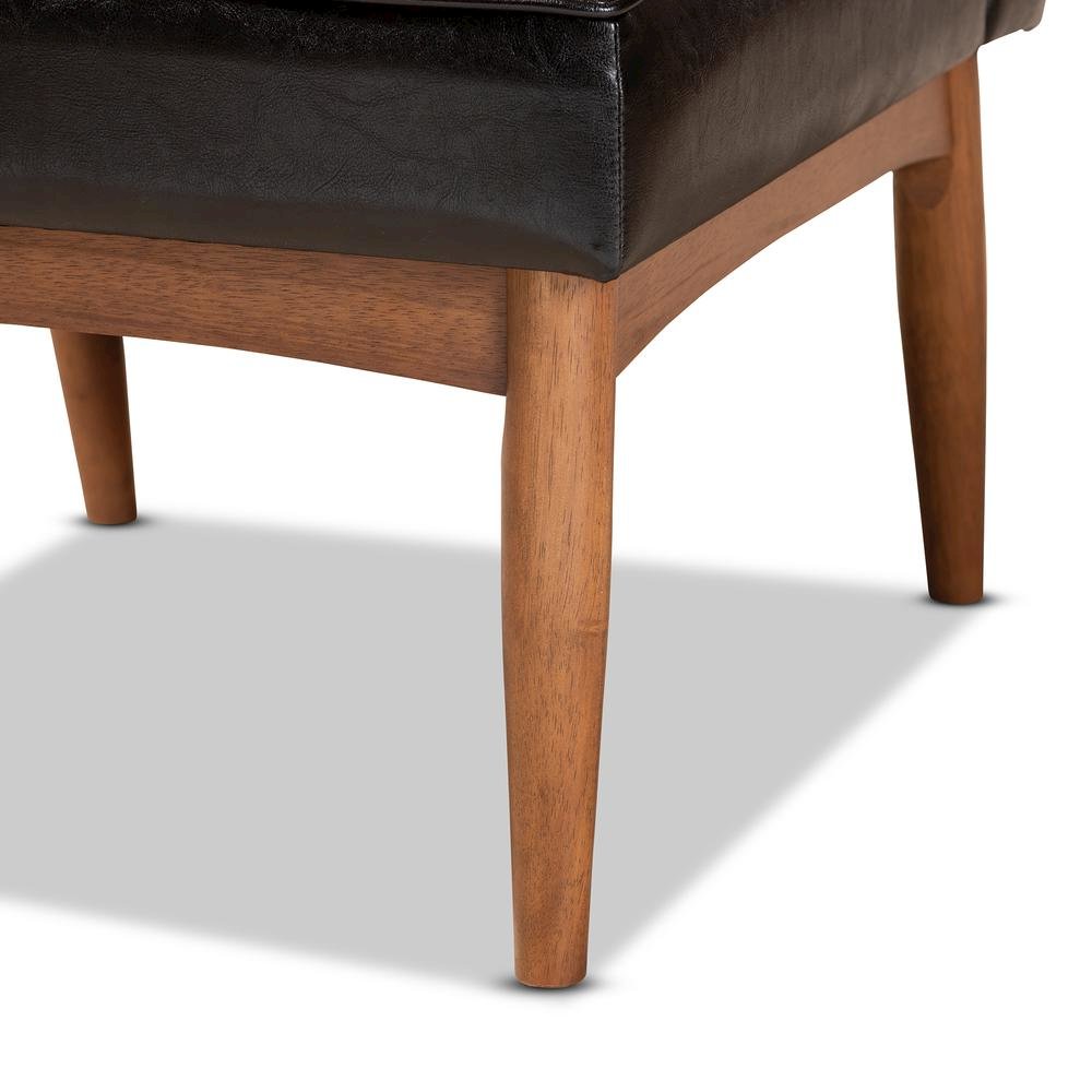 Leather Upholstered and Walnut Brown Finished Wood Dining Chair. Picture 15