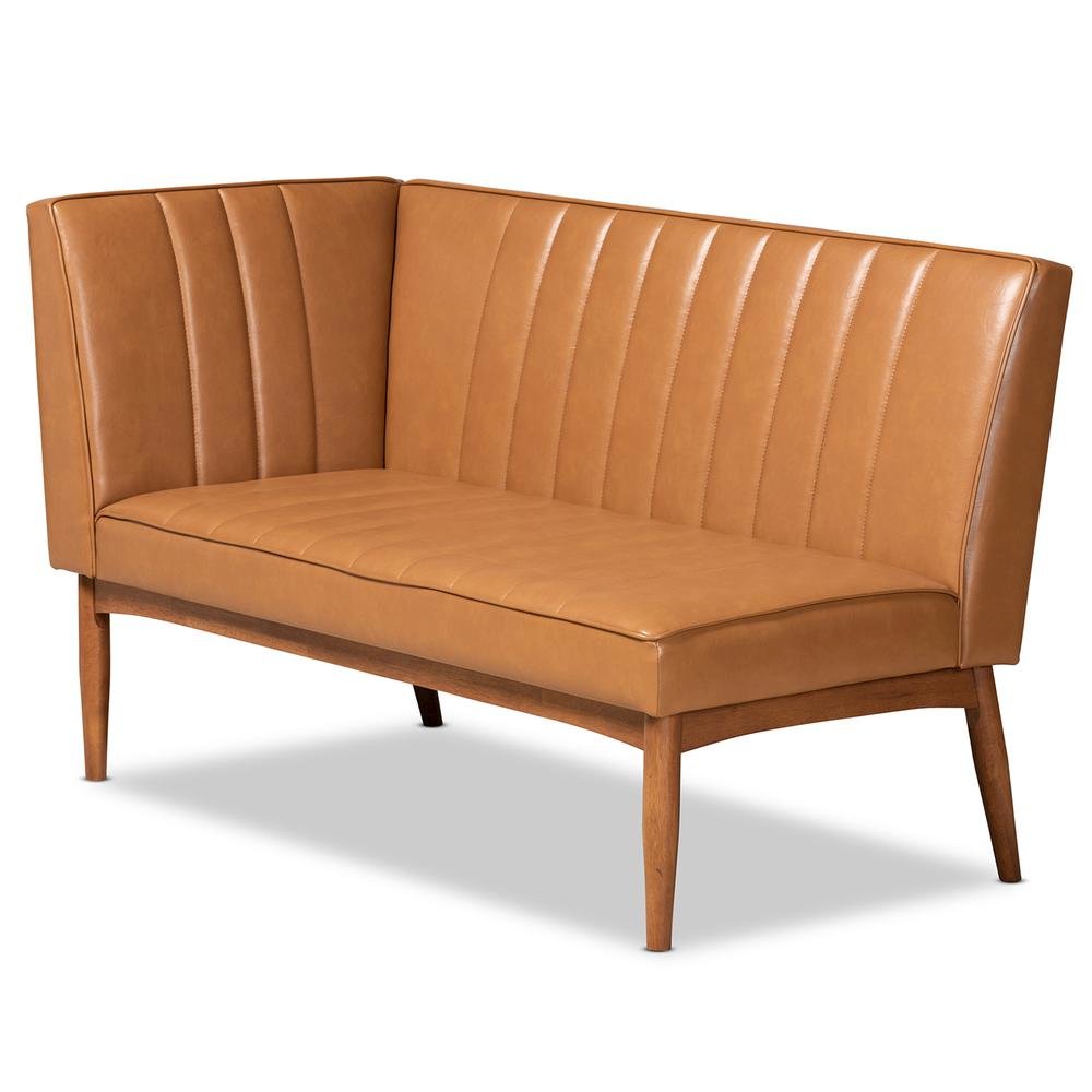 Leather Upholstered and Walnut Brown Finished Wood 5-Piece Dining Nook Set. Picture 15