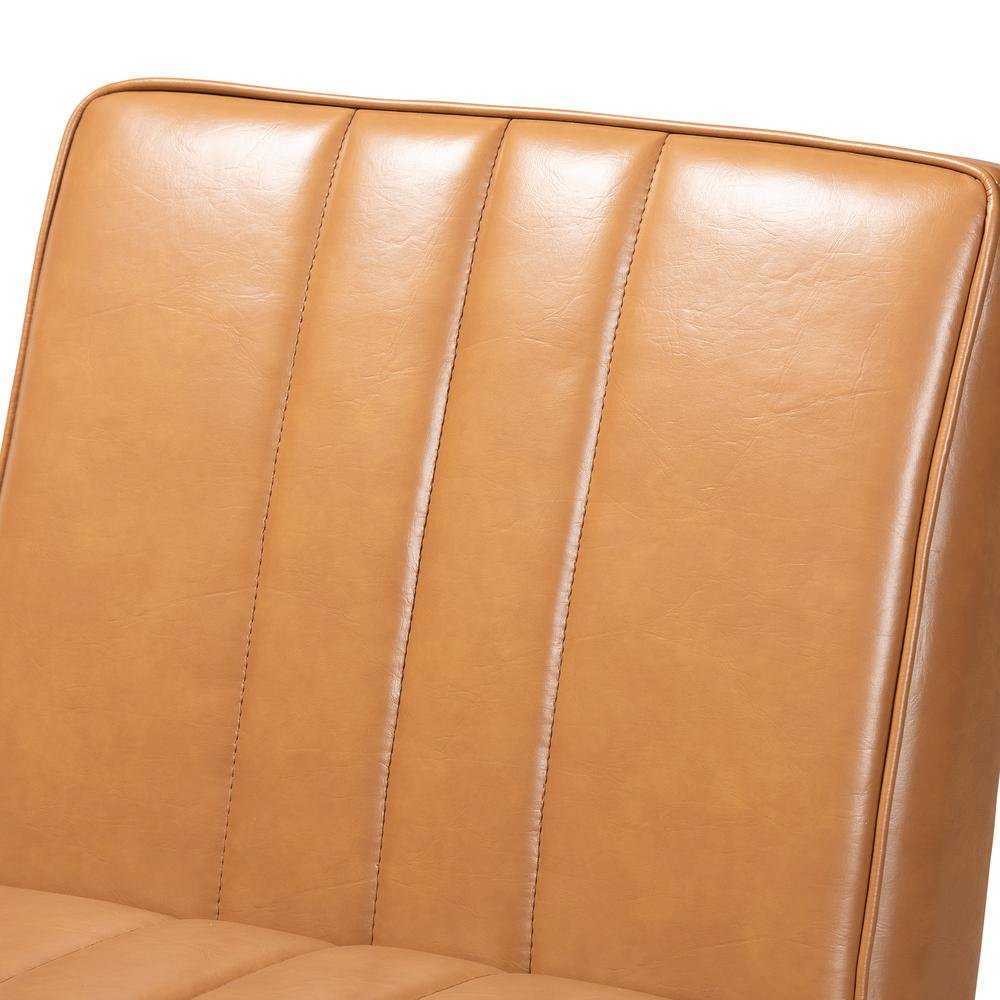 Leather Upholstered and Walnut Brown Finished Wood Dining Chair. Picture 14