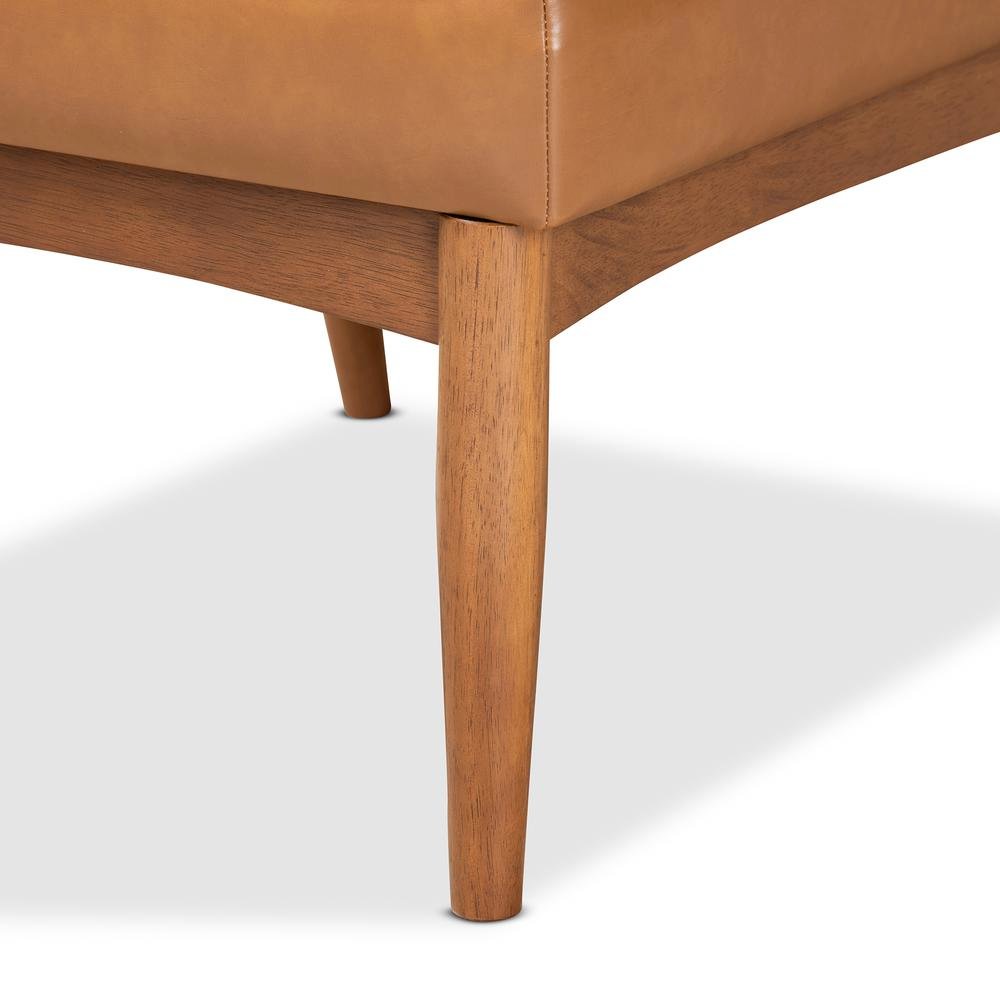 Leather Upholstered and Walnut Brown Finished Wood Dining Chair. Picture 15