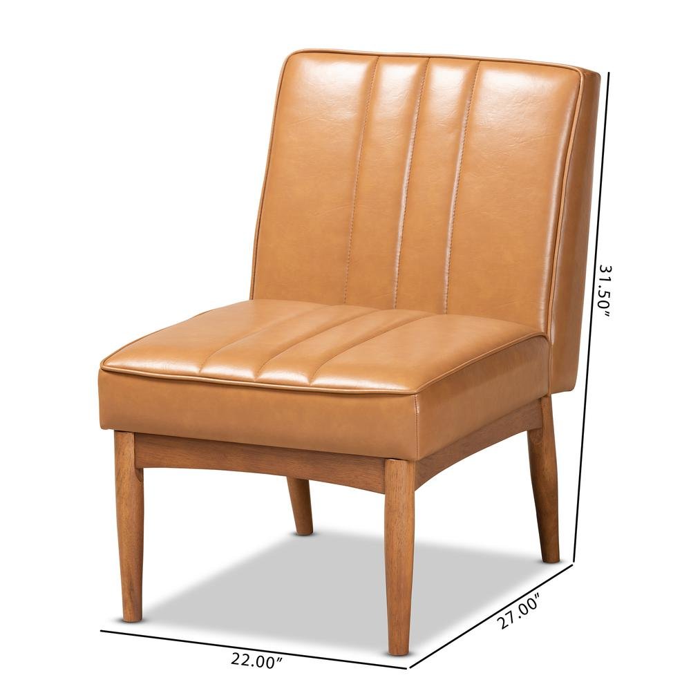 Leather Upholstered and Walnut Brown Finished Wood Dining Chair. Picture 18