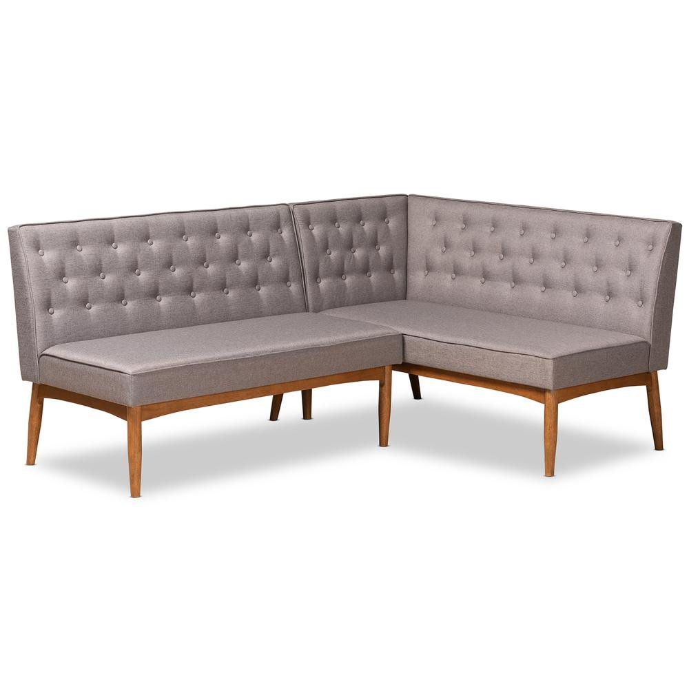 Walnut Brown Finished Wood 2-Piece Dining Nook Banquette Set. Picture 9