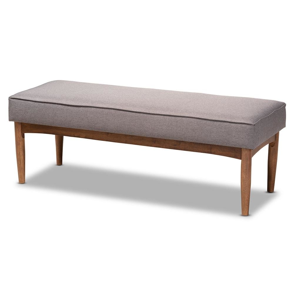 Grey Fabric Upholstered and Walnut Brown Finished Wood 5-Piece Dining Nook Set. Picture 16