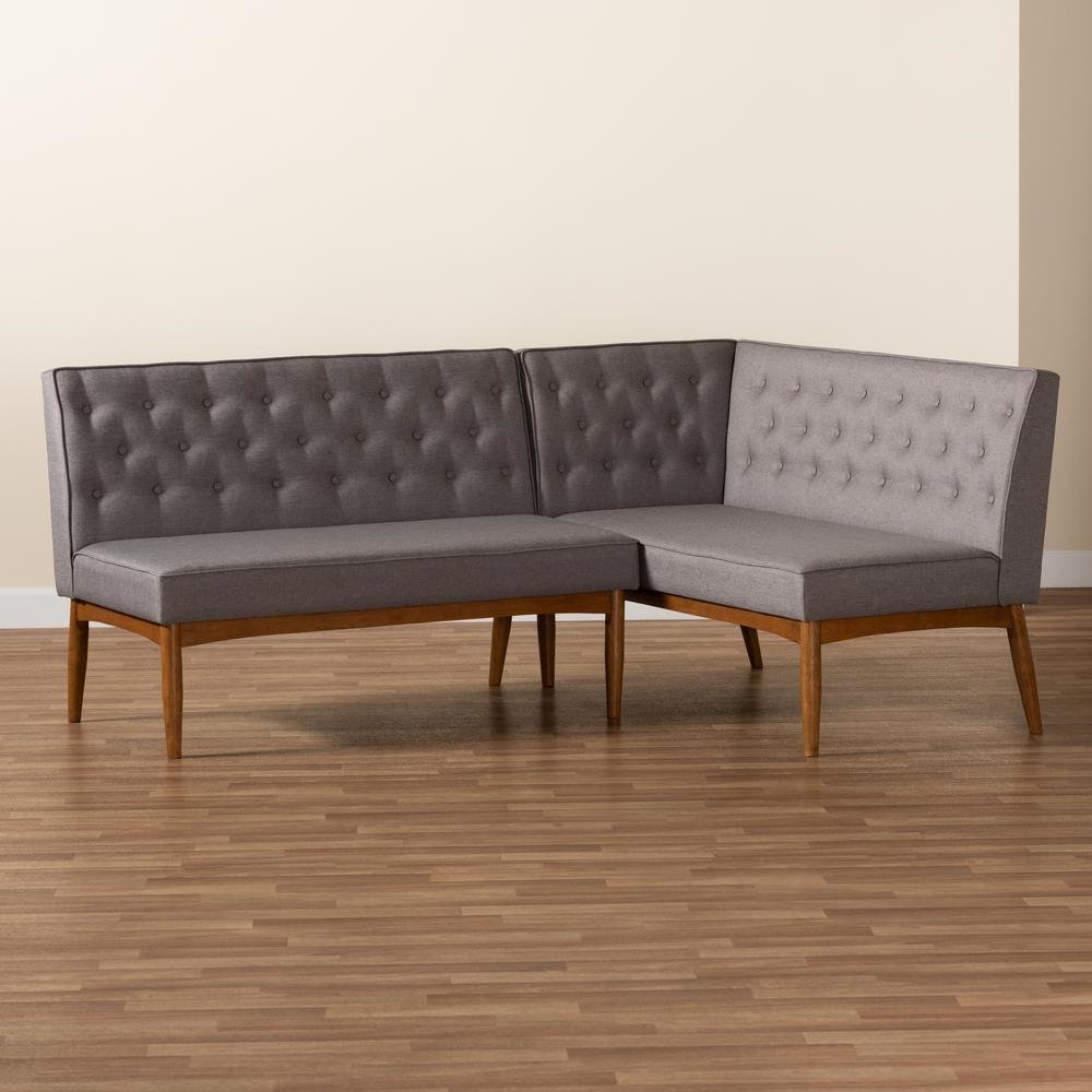 Walnut Brown Finished Wood 2-Piece Dining Nook Banquette Set. Picture 15