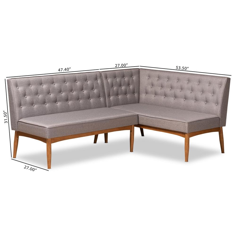 Walnut Brown Finished Wood 2-Piece Dining Nook Banquette Set. Picture 16