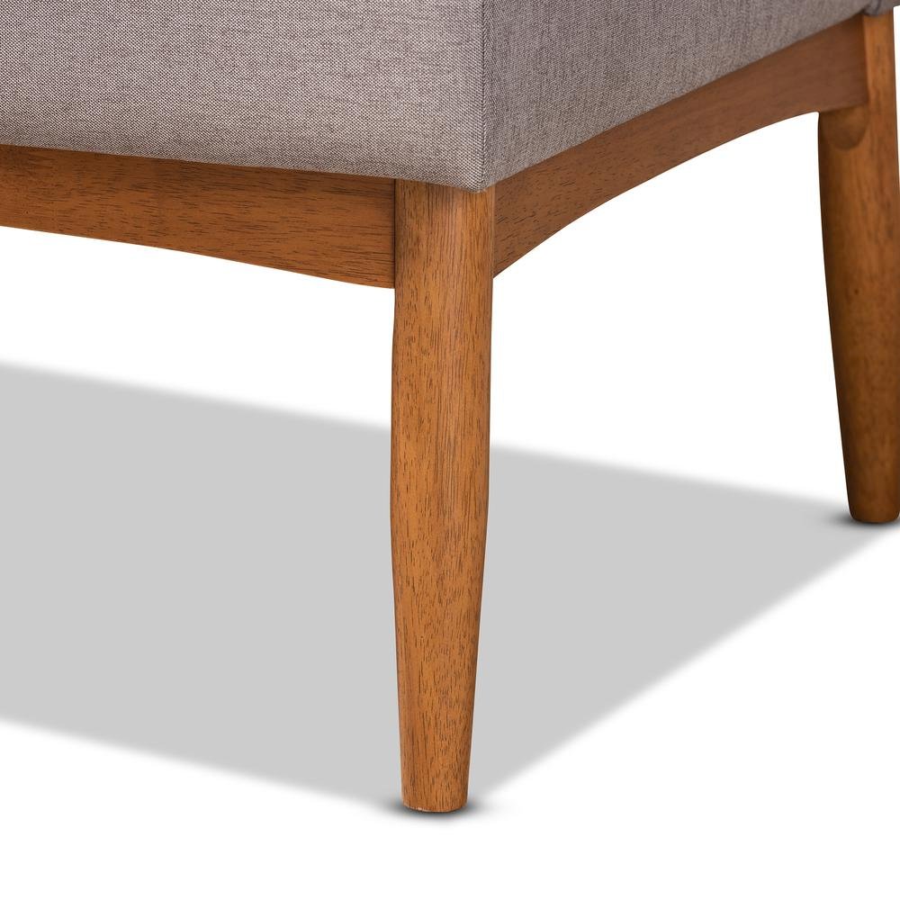 Grey Fabric Upholstered and Walnut Brown Finished Wood 3-Piece Dining Nook Set. Picture 17