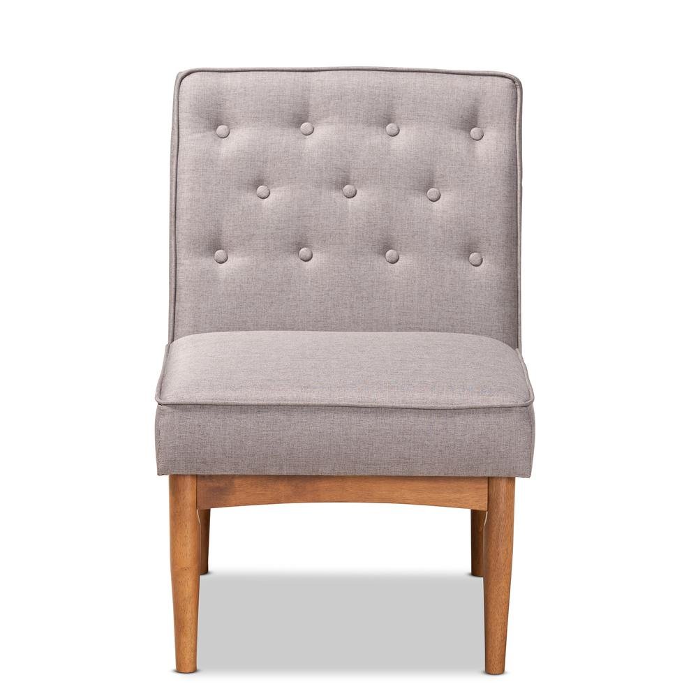 Grey Fabric Upholstered and Walnut Brown Finished Wood Dining Chair. Picture 11