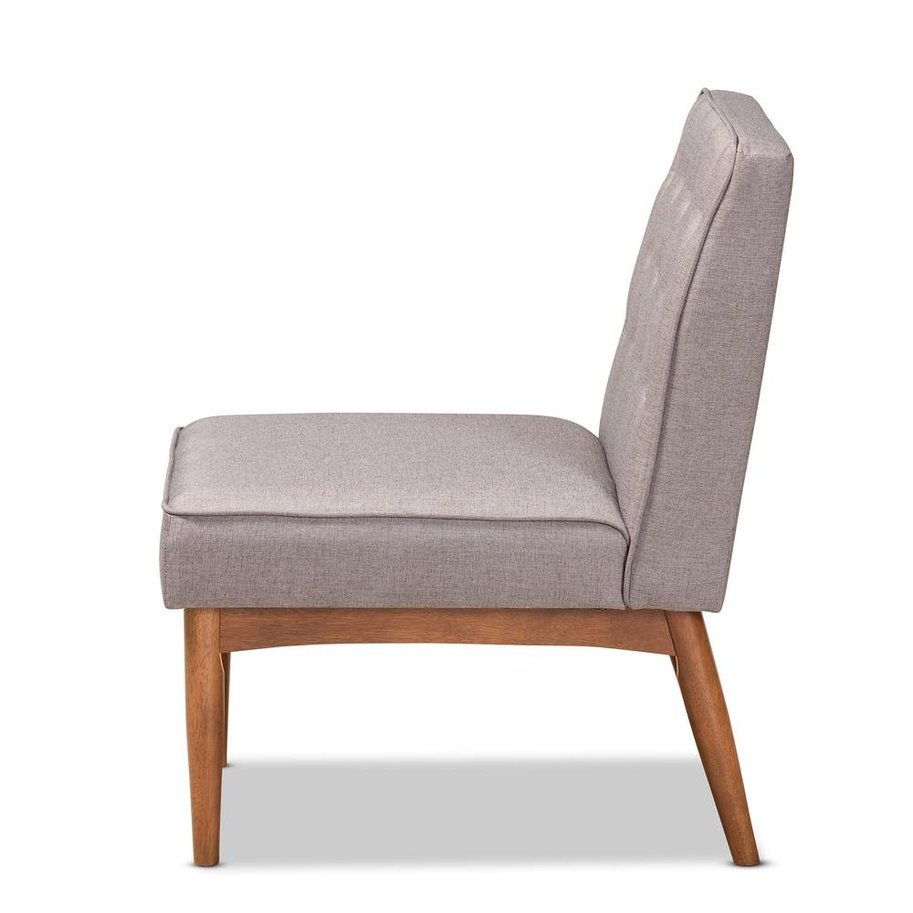 Grey Fabric Upholstered and Walnut Brown Finished Wood Dining Chair. Picture 12