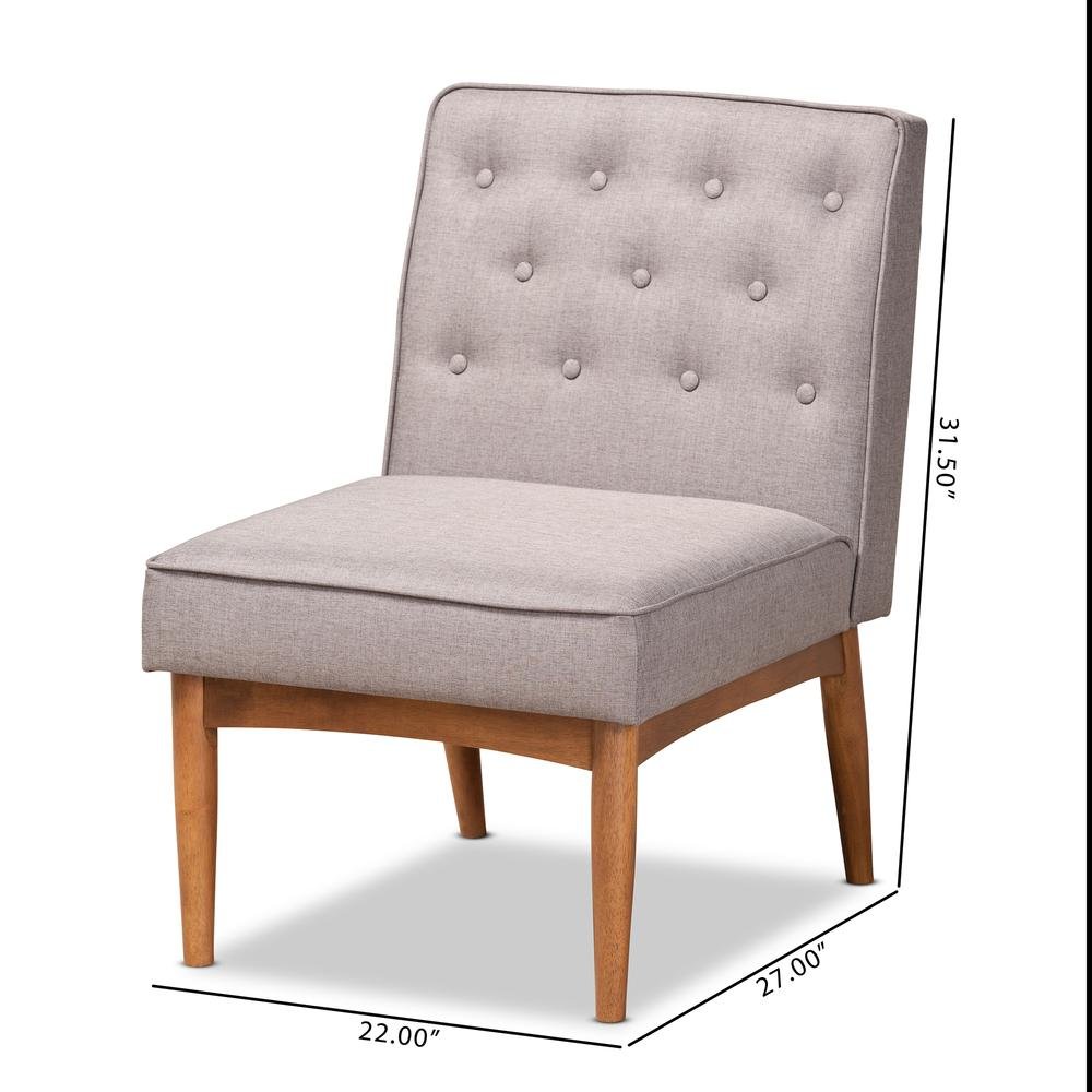 Grey Fabric Upholstered and Walnut Brown Finished Wood Dining Chair. Picture 18