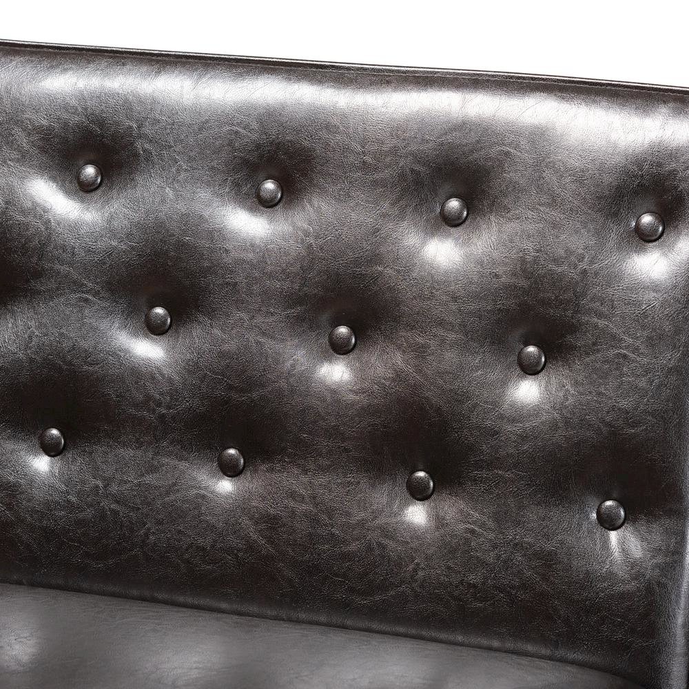 Leather Upholstered Walnut Brown Finished Wood 2-Piece Dining Nook Banquette Set. Picture 12