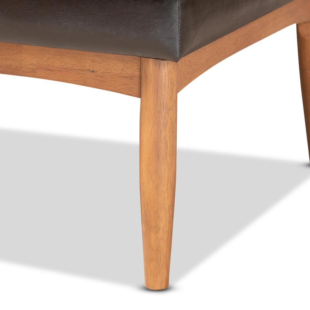 Leather Upholstered Walnut Brown Finished Wood 2-Piece Dining Nook Banquette Set. Picture 13