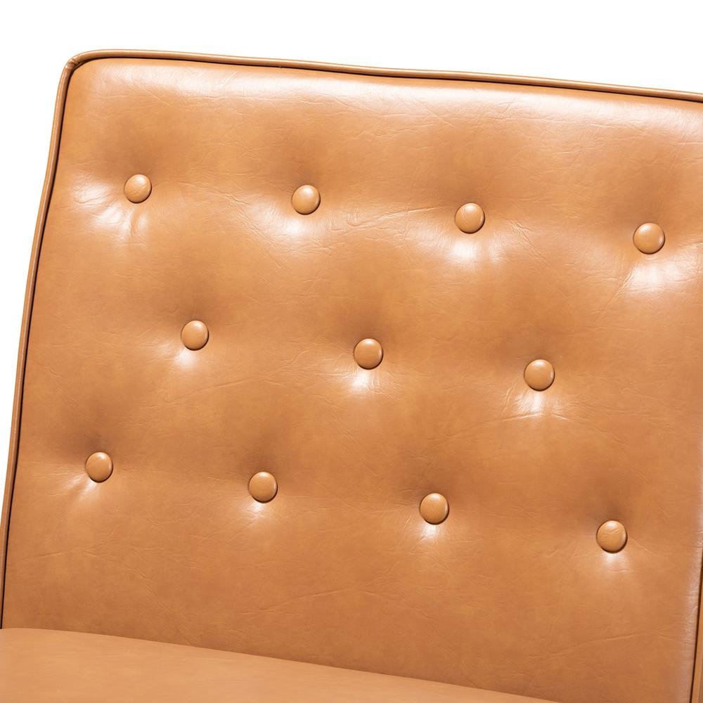 Leather Upholstered and Walnut Brown Finished Wood Dining Chair. Picture 14
