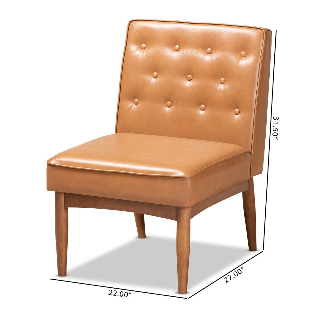 Leather Upholstered and Walnut Brown Finished Wood Dining Chair. Picture 18