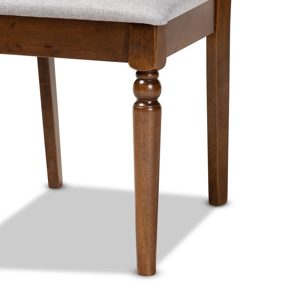 Grey Fabric Upholstered and Walnut Brown Finished Wood 7-Piece Dining Set. Picture 15