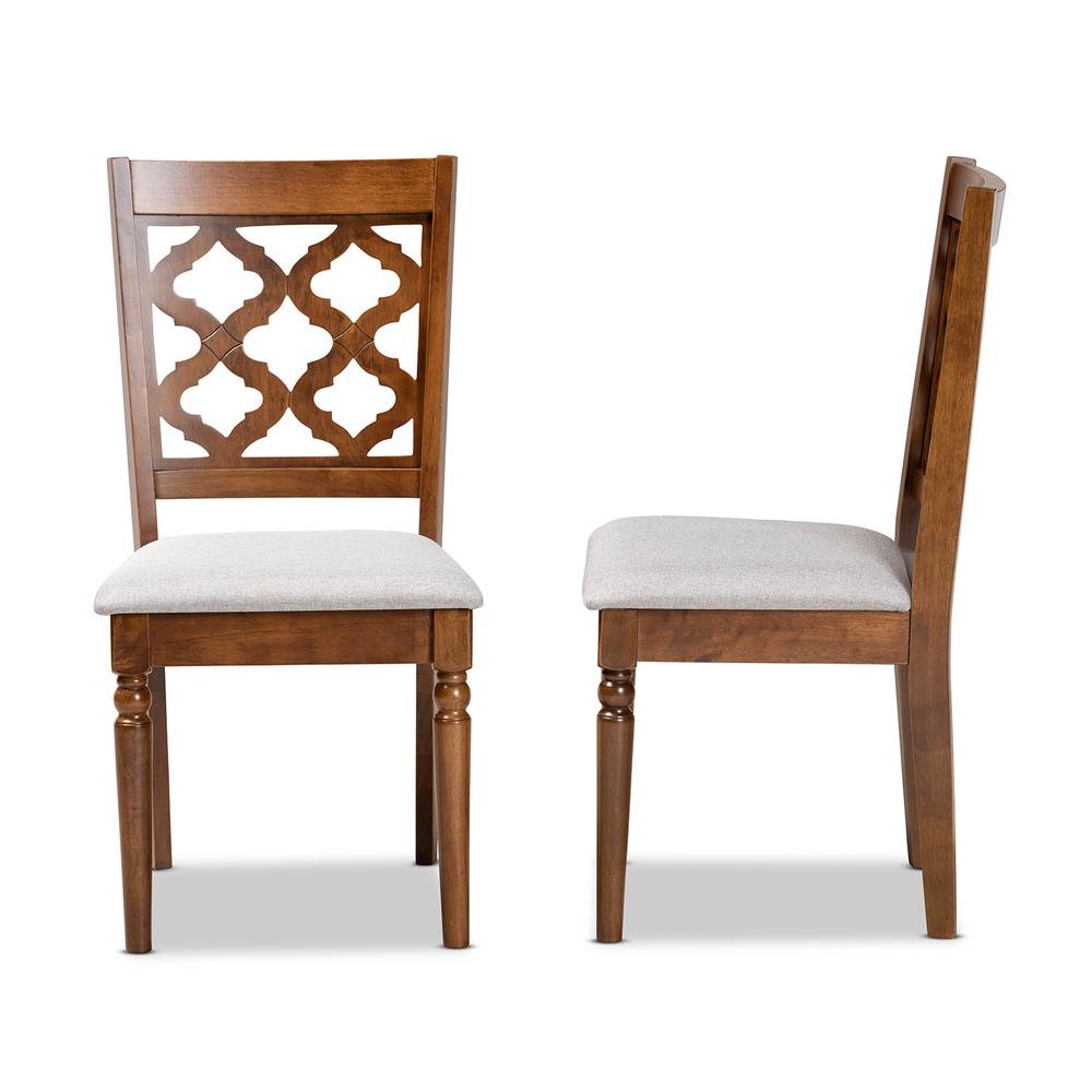Grey Fabric Upholstered and Walnut Brown Finished Wood 2-Piece Dining Chair Set. Picture 11