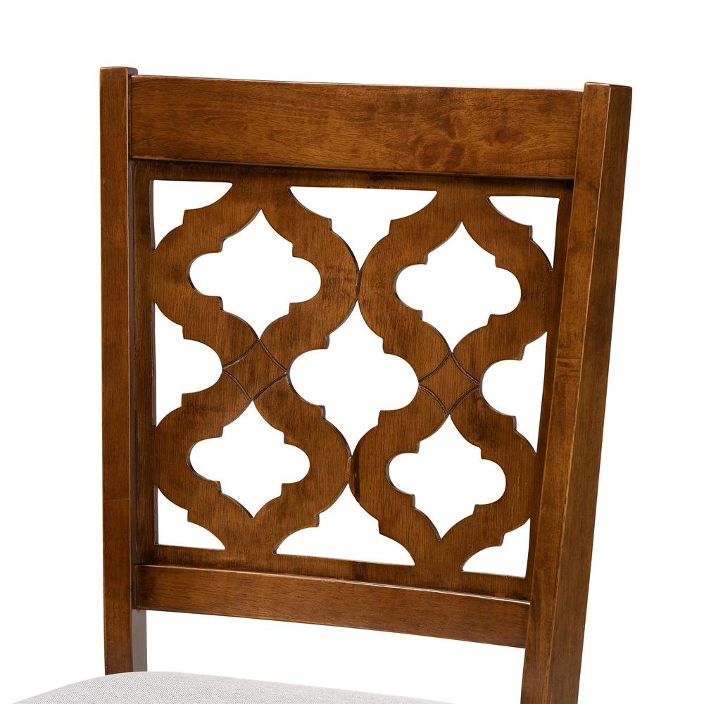 Grey Fabric Upholstered and Walnut Brown Finished Wood 2-Piece Dining Chair Set. Picture 12