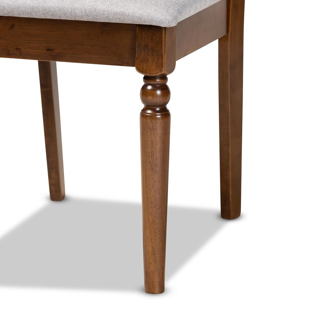 Grey Fabric Upholstered and Walnut Brown Finished Wood 5-Piece Dining Set. Picture 15