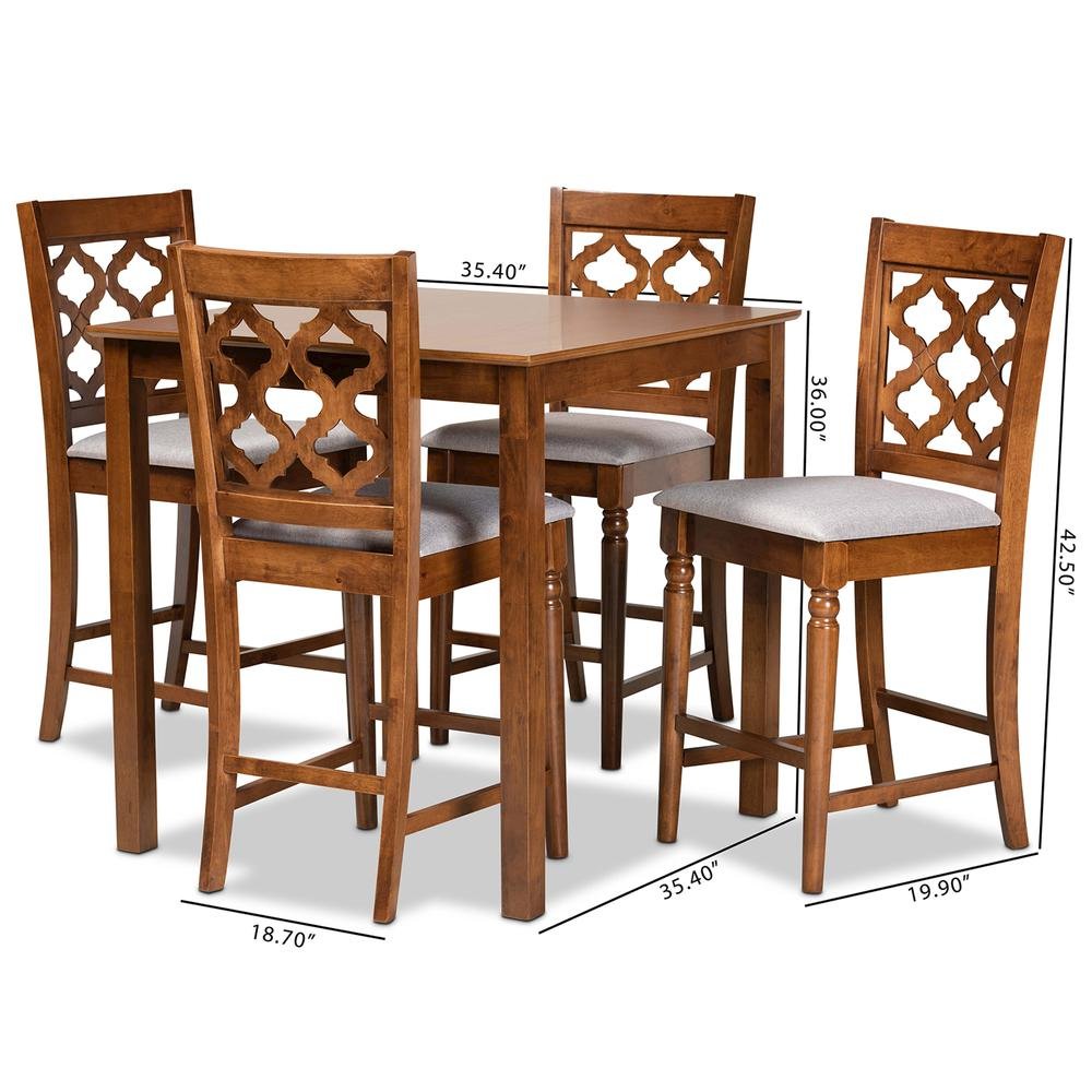 Walnut Brown Finished Wood 5-Piece Pub Set. Picture 18