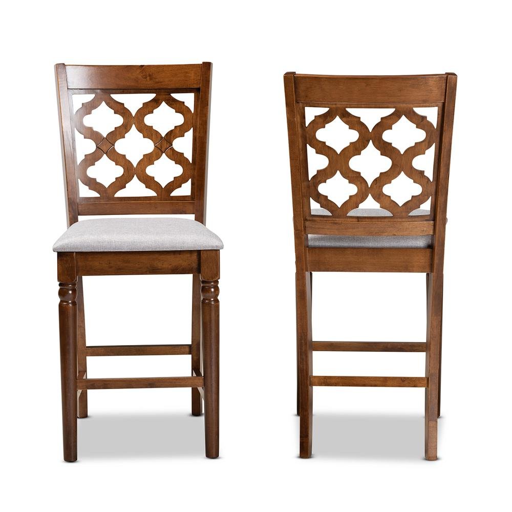 Walnut Brown Finished Wood 2-Piece Counter Stool Set. Picture 10