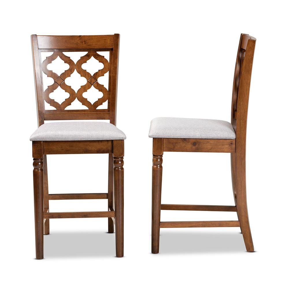 Walnut Brown Finished Wood 2-Piece Counter Stool Set. Picture 11