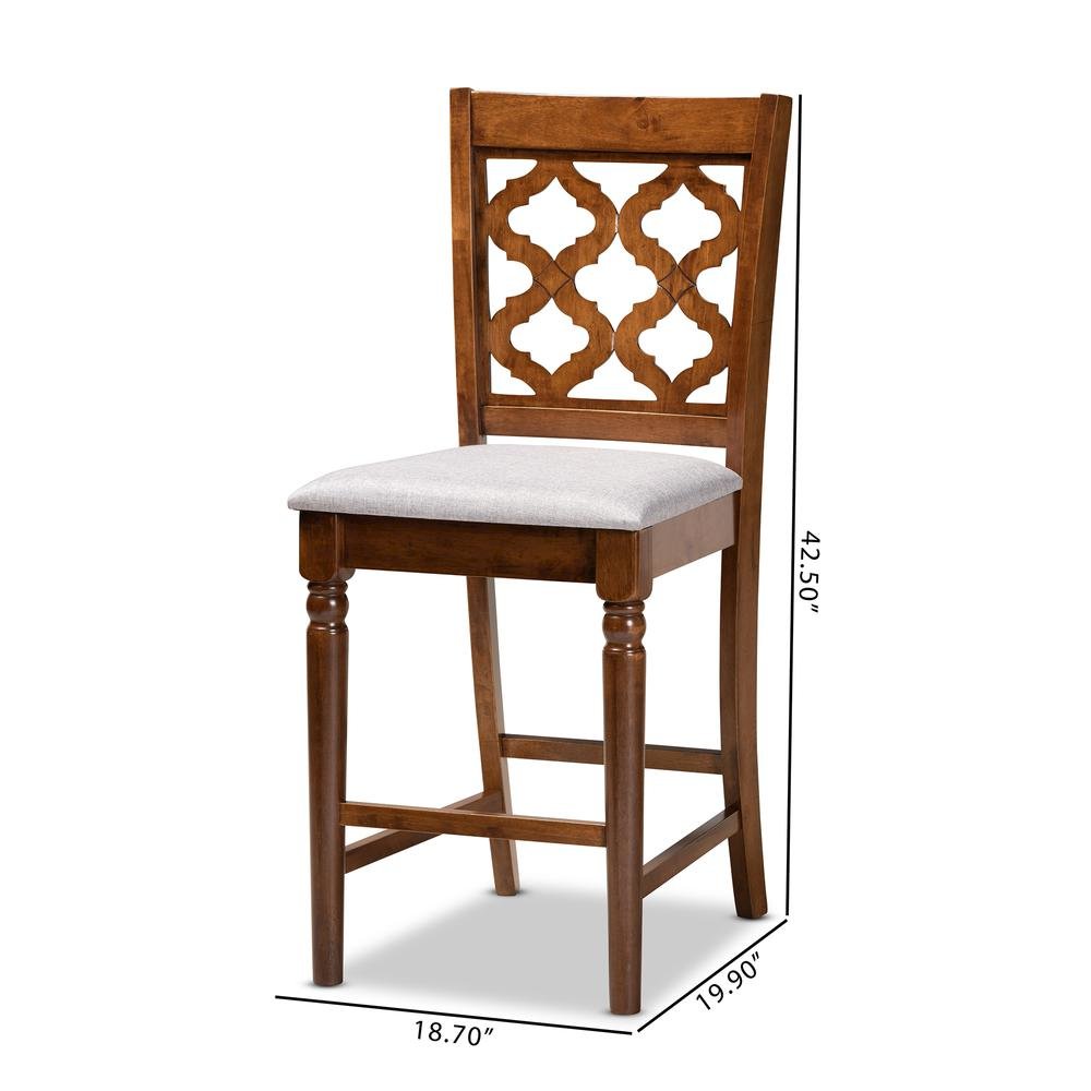 Walnut Brown Finished Wood 2-Piece Counter Stool Set. Picture 16