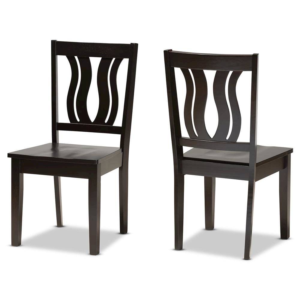 Transitional Dark Brown Finished Wood 2-Piece Dining Chair Set. Picture 9