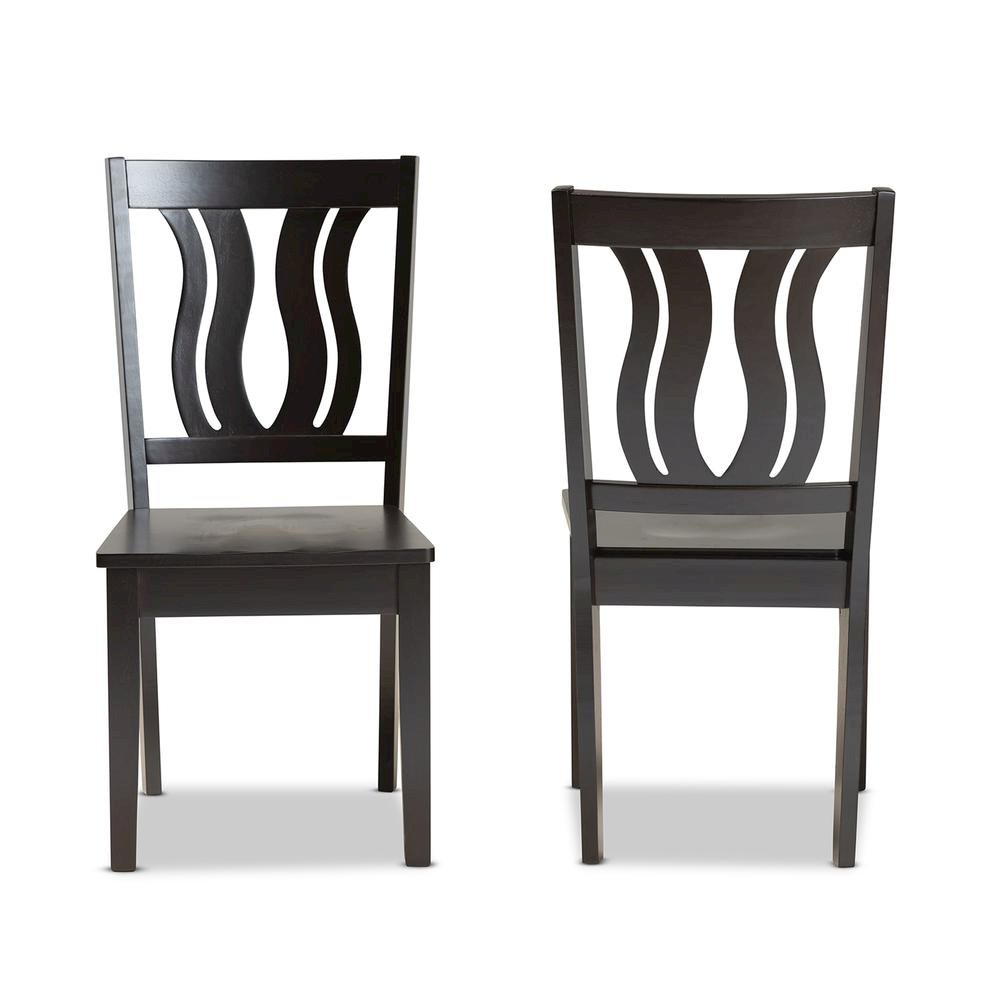 Transitional Dark Brown Finished Wood 2-Piece Dining Chair Set. Picture 10
