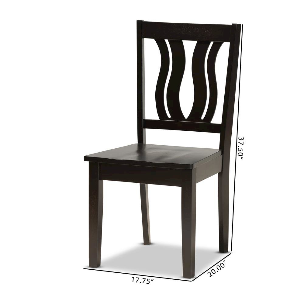 Transitional Dark Brown Finished Wood 2-Piece Dining Chair Set. Picture 16