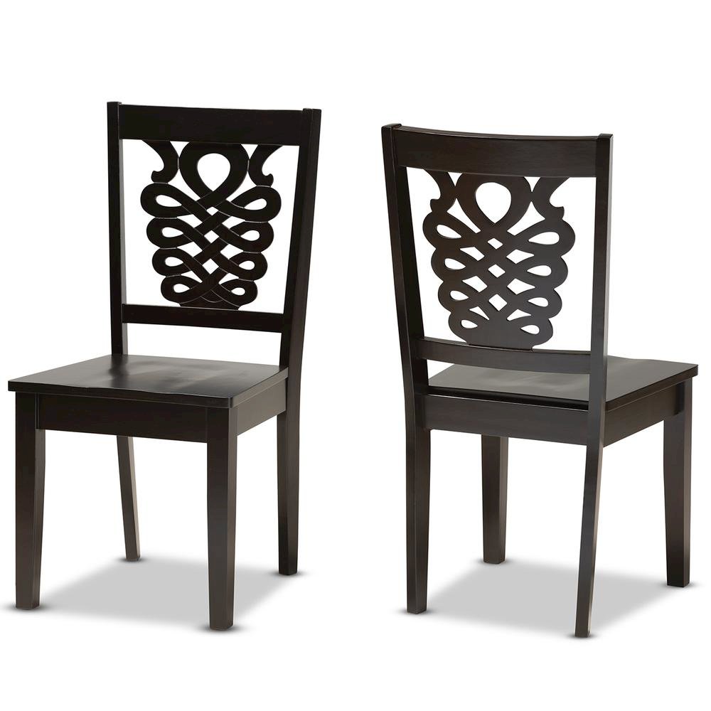 Transitional Dark Brown Finished Wood 2-Piece Dining Chair Set. Picture 9