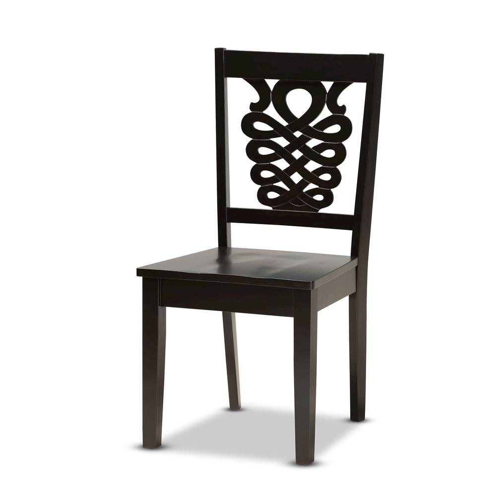 Transitional Dark Brown Finished Wood 5-Piece Dining Set. Picture 11