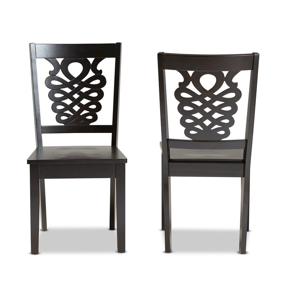 Transitional Dark Brown Finished Wood 2-Piece Dining Chair Set. Picture 10