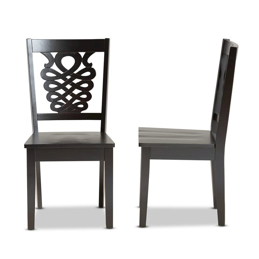 Transitional Dark Brown Finished Wood 2-Piece Dining Chair Set. Picture 11