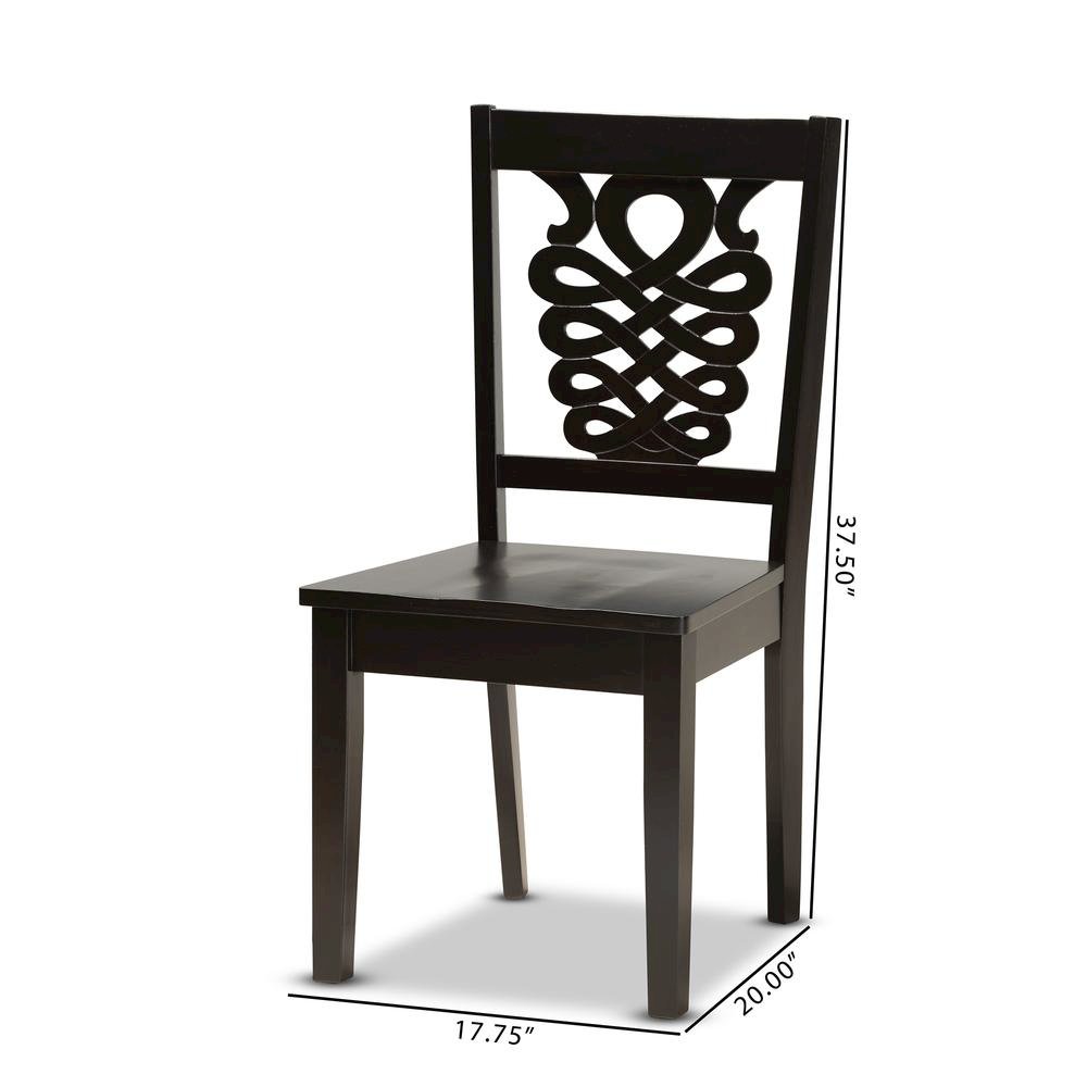 Transitional Dark Brown Finished Wood 2-Piece Dining Chair Set. Picture 16