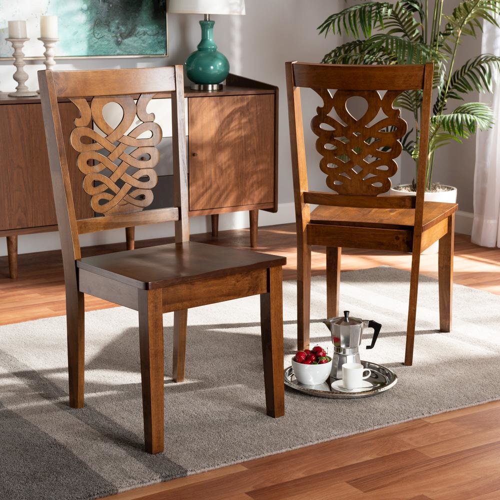 Transitional Walnut Brown Finished Wood 2-Piece Dining Chair Set. Picture 14